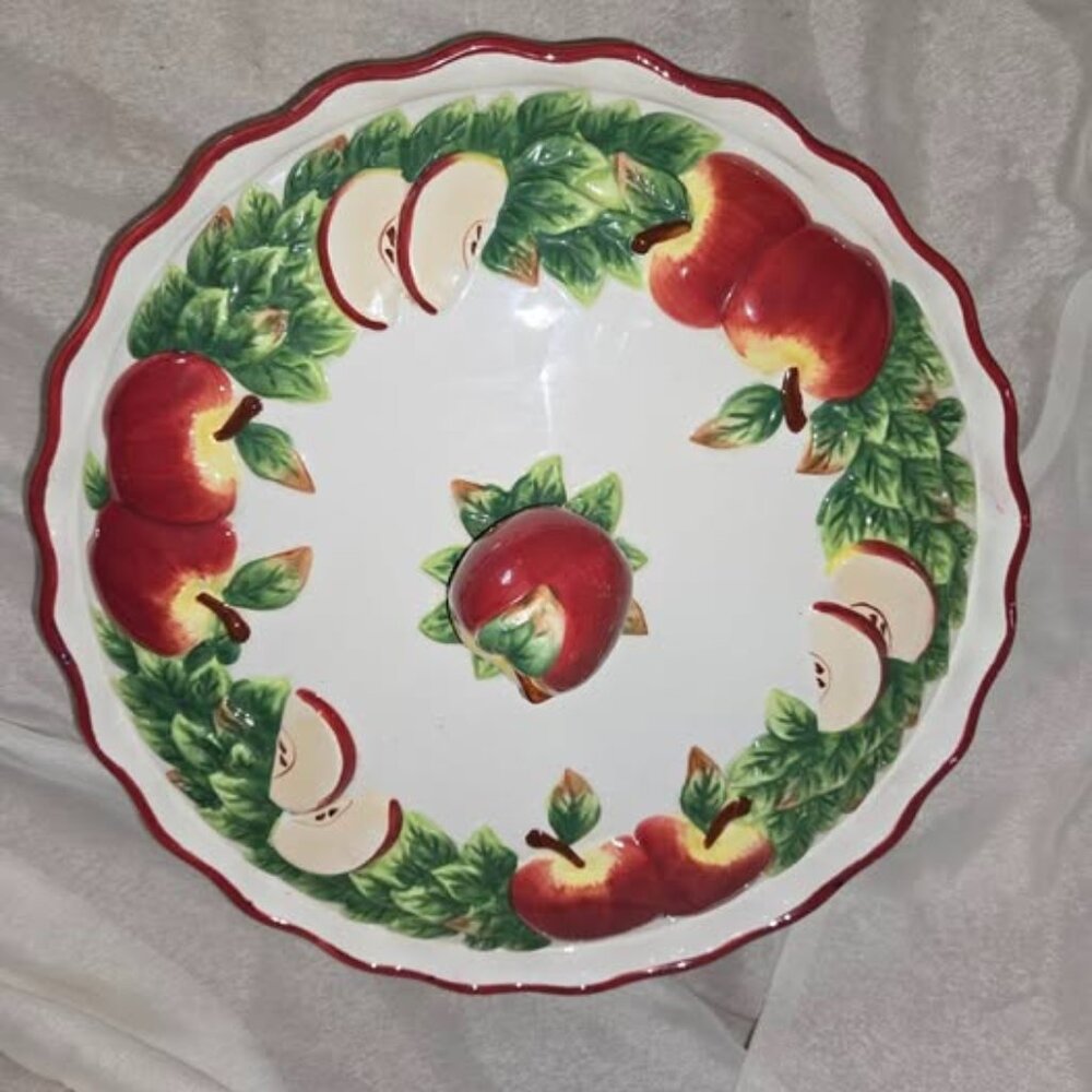 VTG Baum Bros Style Eyes Pie Keeps Collection Apple Pie Dish w/ Lid Multicolored